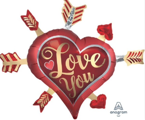 XXL Folienballon Figur - Herz mit Pfeilen - 86cm